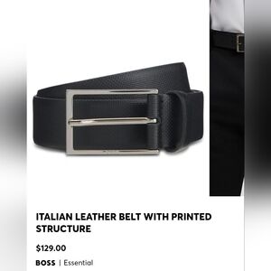 Hugo Boss Textured Black Leather Belt
